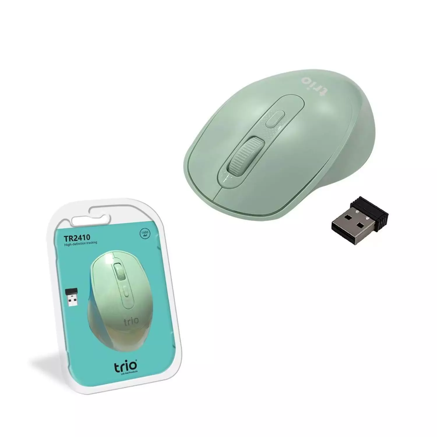TRİO TR2410 Yeşil Kablosuz Mouse – 2-4GHz, 1600 DPI, Sessiz Tıklama, USB Nano